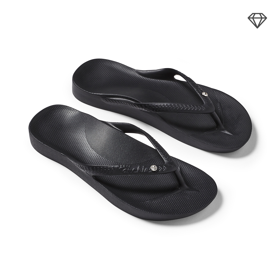 Arch Support Crystal Flip-Flops - Black